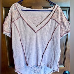 Easel V-Neck Top with Velvet Lace 

Never worn - NWOT